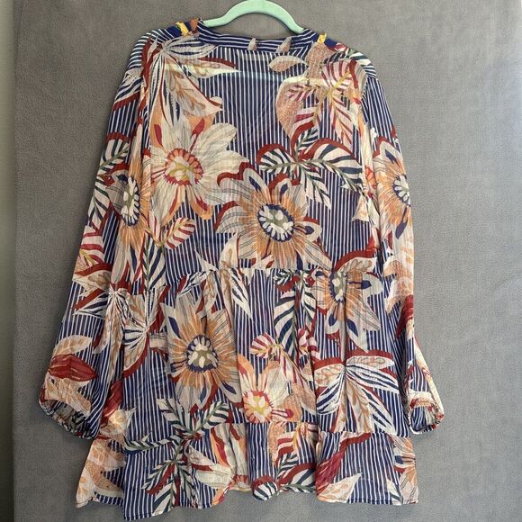 Soft Surroundings Tory Tunic Top Floral Embroidered Sheer Plus Size 1X Boho Art - Picture 6 of 10